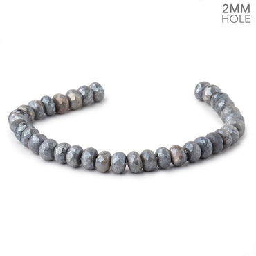 8mm Mystic Grey Moonstone 2mm Large Hole Faceted Rondelles 8 inch 35 Beads (ONLINE ORDER ONLY)