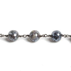 8mm Mystic Labradorite faceted round Black Gold Chain by the foot 20 beads (ONLINE ORDER ONLY)