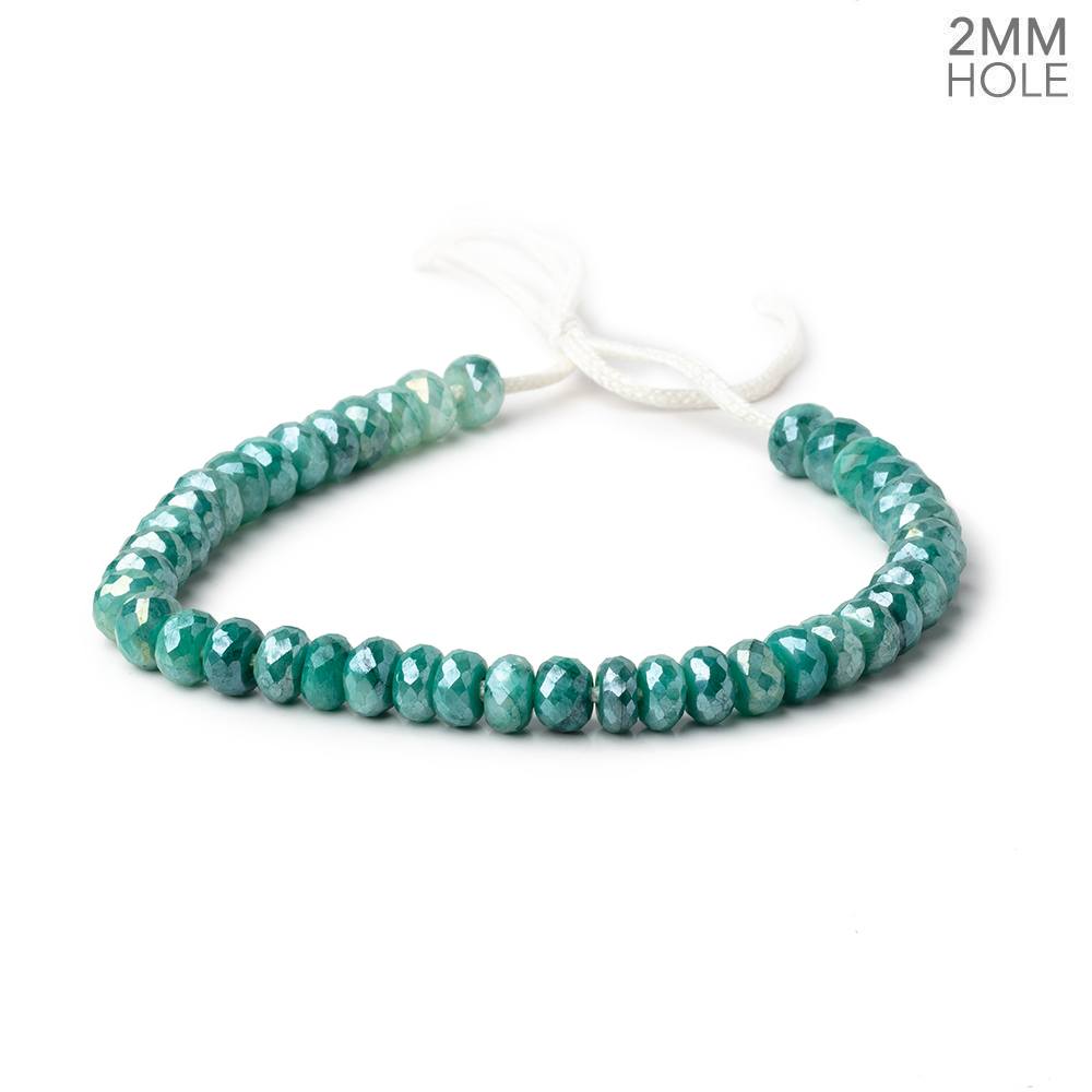 8mm Mystic Mint Green Moonstone 2mm Large Hole Faceted Rondelles 8 inch 40 Beads (ONLINE ORDER ONLY)
