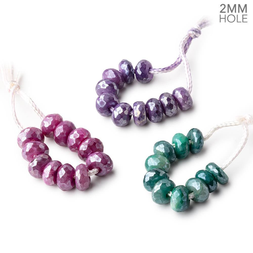 8mm Mystic Moonstone 2mm Large Hole Faceted Rondelle Beads Set 3 Strands (ONLINE ORDER ONLY)