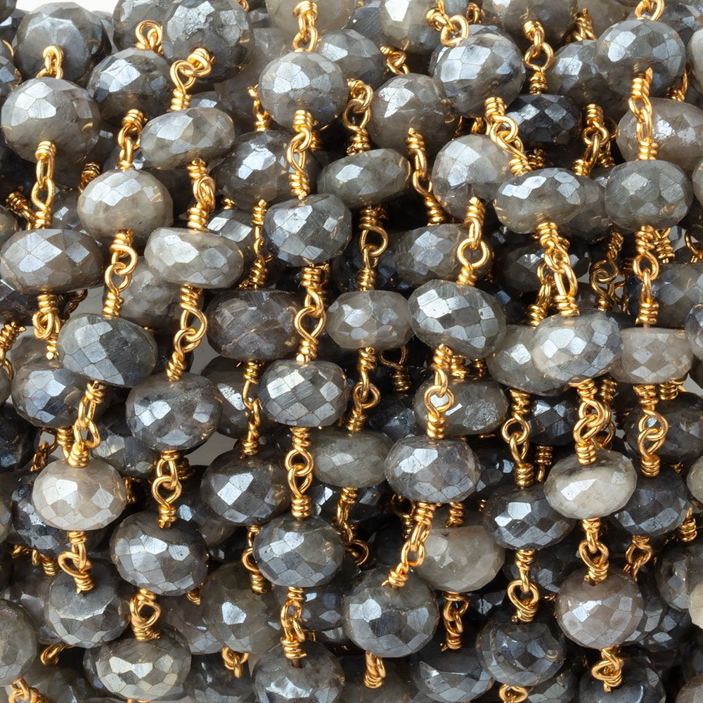 8mm Mystic Quartz Faceted Rondelles on Gold Plated Chain (ONLINE ORDER ONLY)