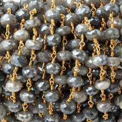 8mm Mystic Quartz Faceted Rondelles on Gold Plated Chain (ONLINE ORDER ONLY)