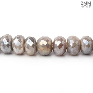 8mm Mystic Taupe Moonstone 2mm Large Hole Faceted Rondelles 8 inch 38 Beads (ONLINE ORDER ONLY)