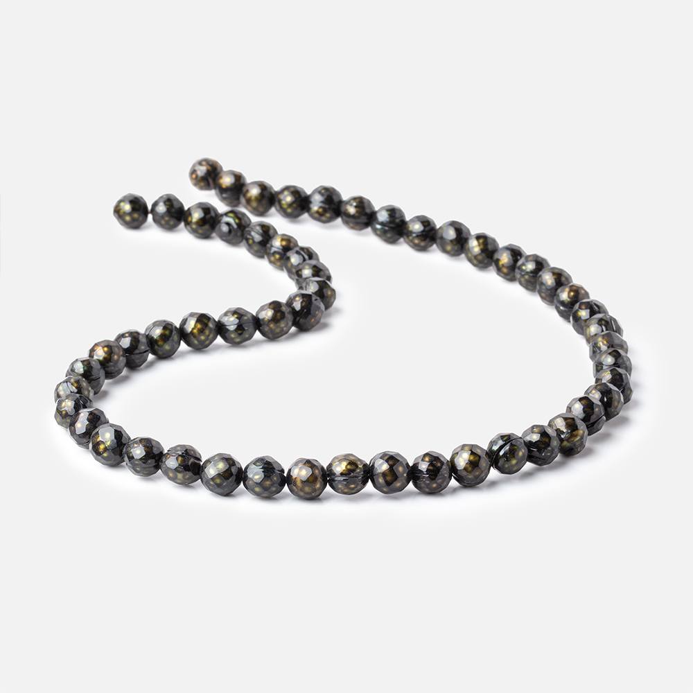 8mm Olive Green Faceted Off Round Freshwater Pearls 16 inch 50 pieces (ONLINE ORDER ONLY)