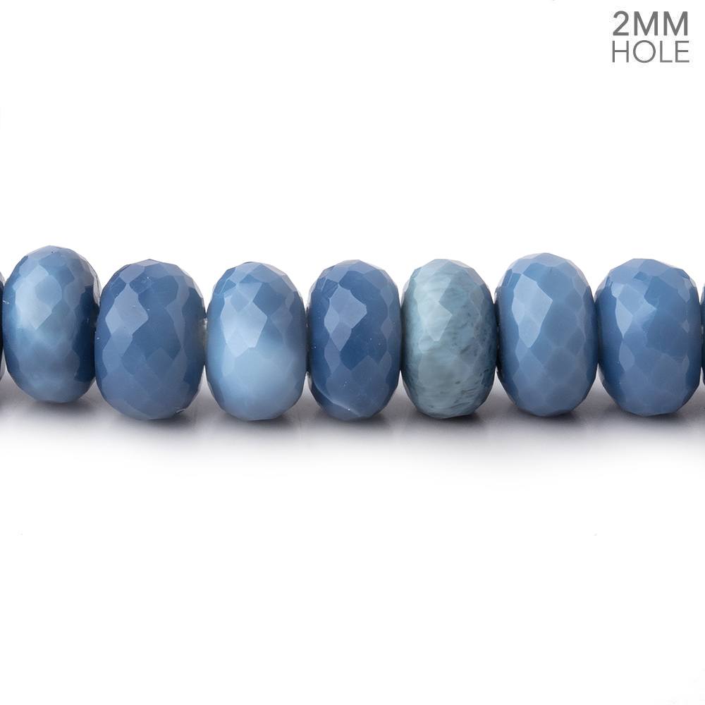 8mm Owyhee Denim Blue Opal 2mm Large Hole Faceted Rondelles 8 inch 39 beads (ONLINE ORDER ONLY)
