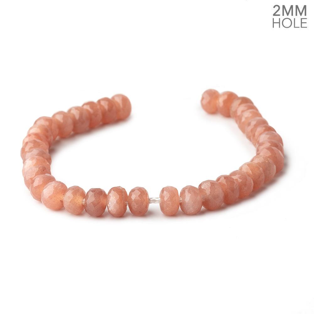 8mm Peach Moonstone 2mm Large Hole Faceted Rondelles 8 inch 36 Beads (ONLINE ORDER ONLY)
