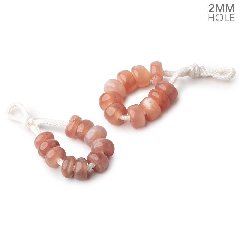 8mm Peach Moonstone 2mm Large Hole Plain Rondelle Set of 10 (ONLINE ORDER ONLY)