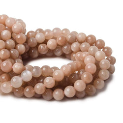 8mm Peach Moonstone plain round beads 15 inch 48 pieces A Grade (ONLINE ORDER ONLY)