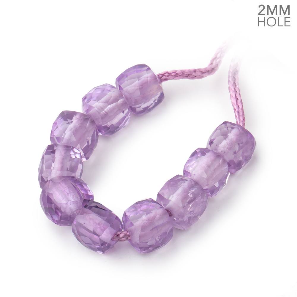 8mm Pink Amethyst 2mm Large Hole Faceted Cube Beads Set of 10 (ONLINE ORDER ONLY)