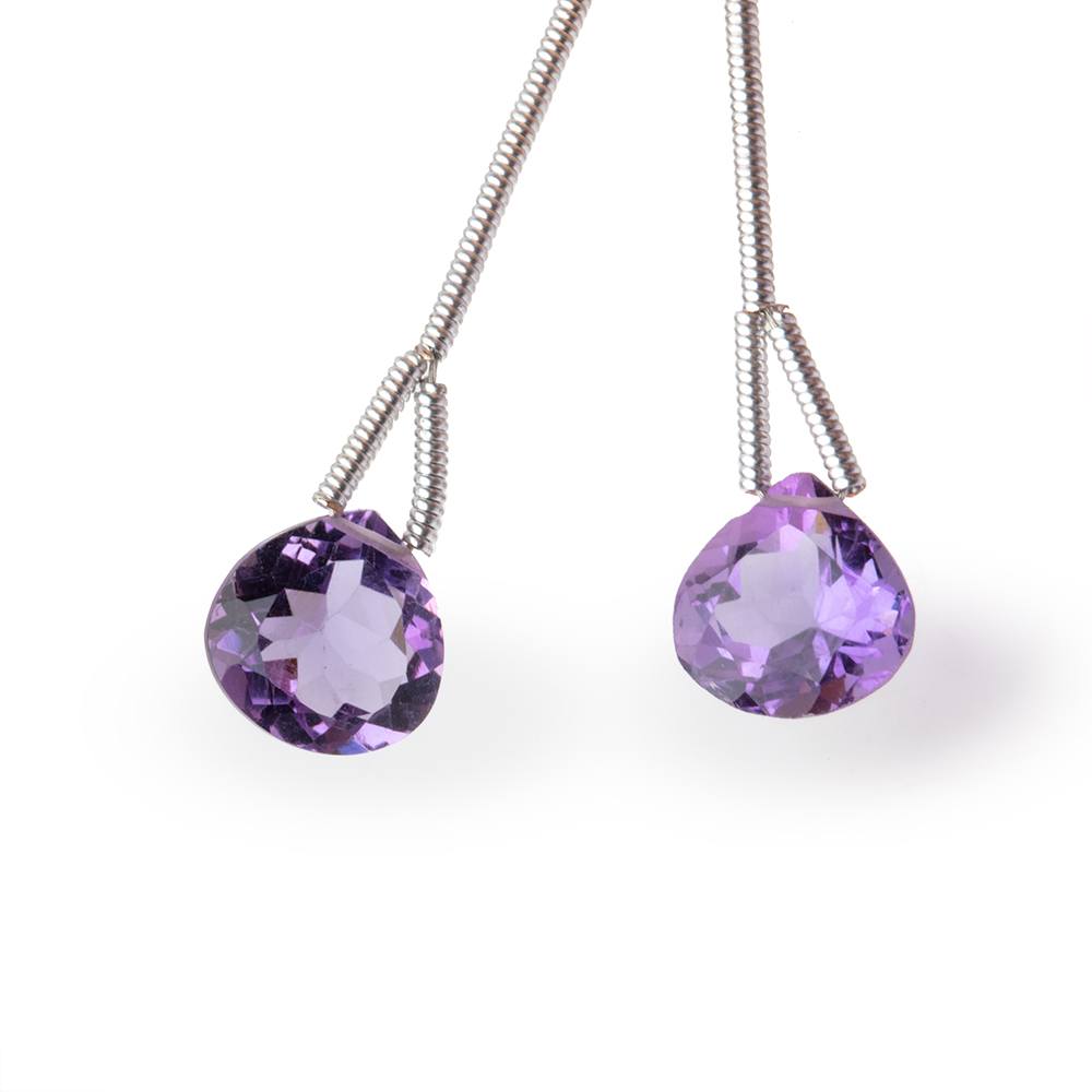 8mm Pink Amethyst Pavilion Faceted Heart Set of 2 Focals AAA (ONLINE ORDER ONLY)