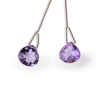 8mm Pink Amethyst Pavilion Faceted Heart Set of 2 Focals AAA (ONLINE ORDER ONLY)