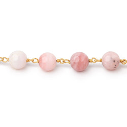 8mm Pink Peruvian Opal Plain Round Beads on Vermeil Chain (ONLINE ORDER ONLY)