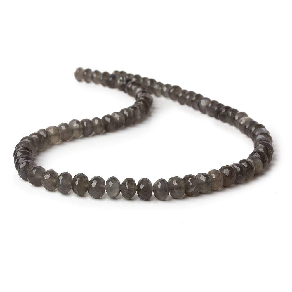 8mm Platinum Grey Moonstone Faceted Rondelles 16 inch 74 Beads AA (ONLINE ORDER ONLY)
