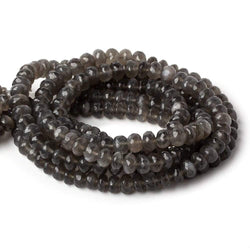 8mm Platinum Grey Moonstone Faceted Rondelles 16 inch 74 Beads AA (ONLINE ORDER ONLY)