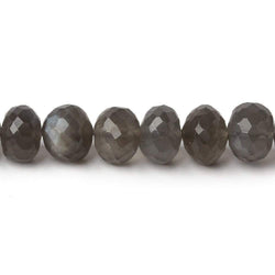 8mm Platinum Grey Moonstone Faceted Rondelles 16 inch 74 Beads AA (ONLINE ORDER ONLY)