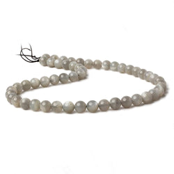 8mm Platinum Grey Moonstone Plain Rounds 16 inch 41 beads AA (ONLINE ORDER ONLY)