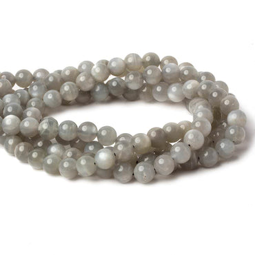 8mm Platinum Grey Moonstone Plain Rounds 16 inch 41 beads AA (ONLINE ORDER ONLY)