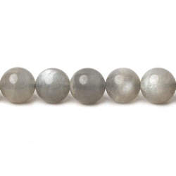 8mm Platinum Grey Moonstone Plain Rounds 16 inch 41 beads AA (ONLINE ORDER ONLY)