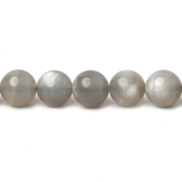 8mm Platinum Grey Moonstone Plain Rounds 16 inch 41 beads AA (ONLINE ORDER ONLY)