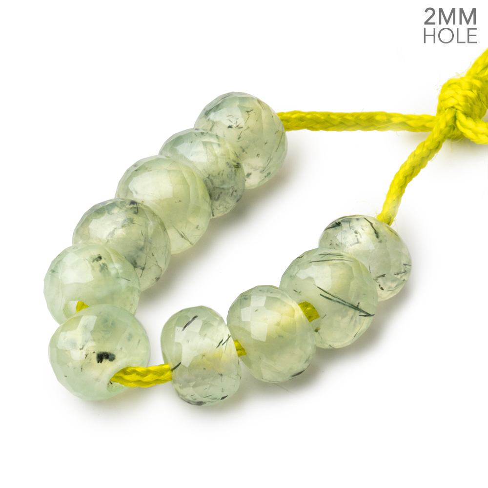 8mm Prehnite 2mm Large Hole Faceted Rondelles Set of 10 Beads (ONLINE ORDER ONLY)