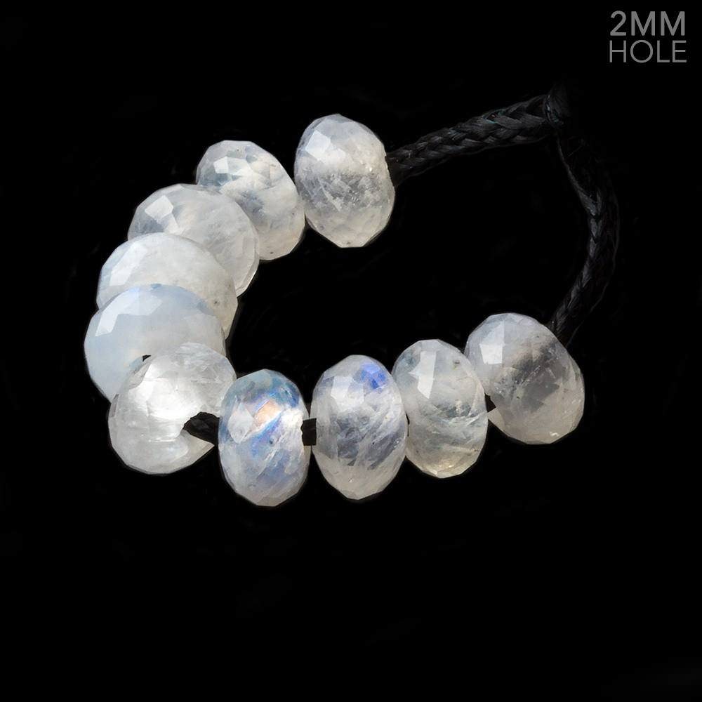 8mm Rainbow Moonstone 2mm Large Hole Faceted Rondelle Bead Set of 10 (ONLINE ORDER ONLY)