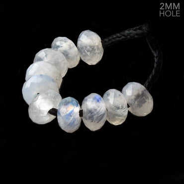 8mm Rainbow Moonstone 2mm Large Hole Faceted Rondelle Bead Set of 10 (ONLINE ORDER ONLY)