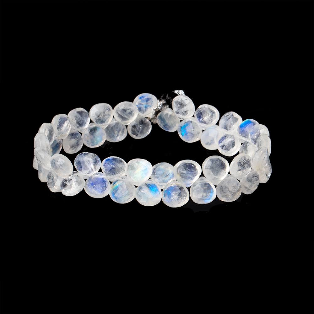 8mm Rainbow Moonstone Faceted Heart Beads 7 inch 44 pieces AA (ONLINE ORDER ONLY)