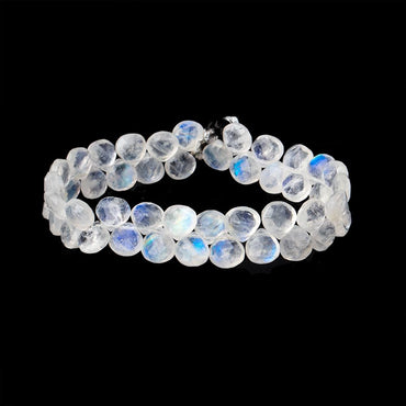 8mm Rainbow Moonstone Faceted Heart Beads 7 inch 44 pieces AA (ONLINE ORDER ONLY)