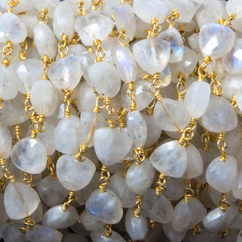 8mm Rainbow Moonstone triangle Gold plated Chain by the foot 22pcs (ONLINE ORDER ONLY)