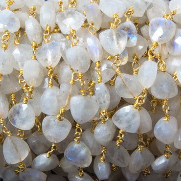 8mm Rainbow Moonstone triangle Gold plated Chain by the foot 22pcs (ONLINE ORDER ONLY)