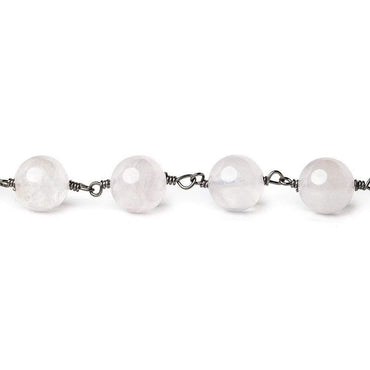 8mm Rose Quartz plain round Black Gold plated Chain by the foot 22 pieces (ONLINE ORDER ONLY)