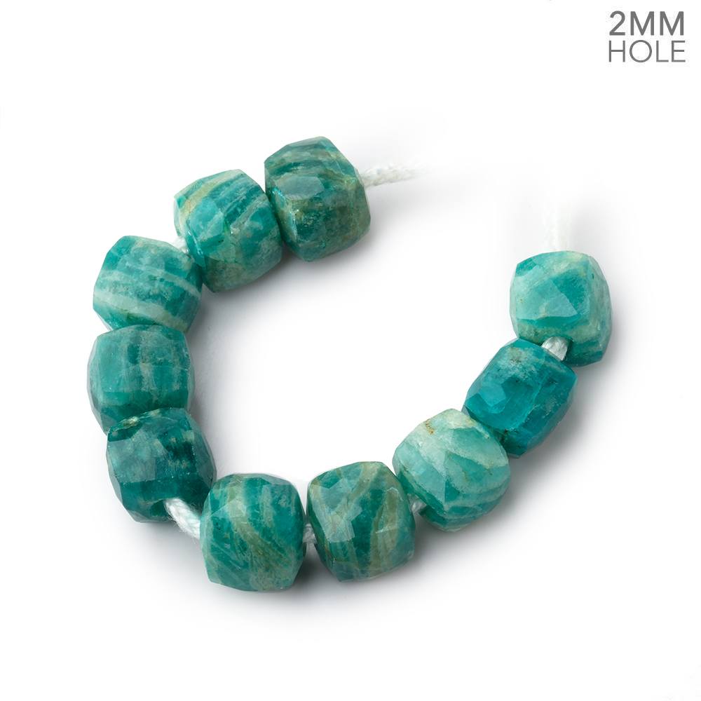 8mm Russian Amazonite 2mm Large Hole Faceted Cube Beads Set of 10 (ONLINE ORDER ONLY)