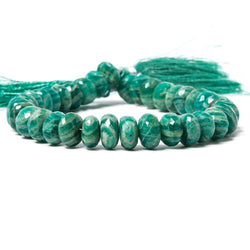 8mm Russian Amazonite faceted rondelles 8.25 inches 39 beads (ONLINE ORDER ONLY)
