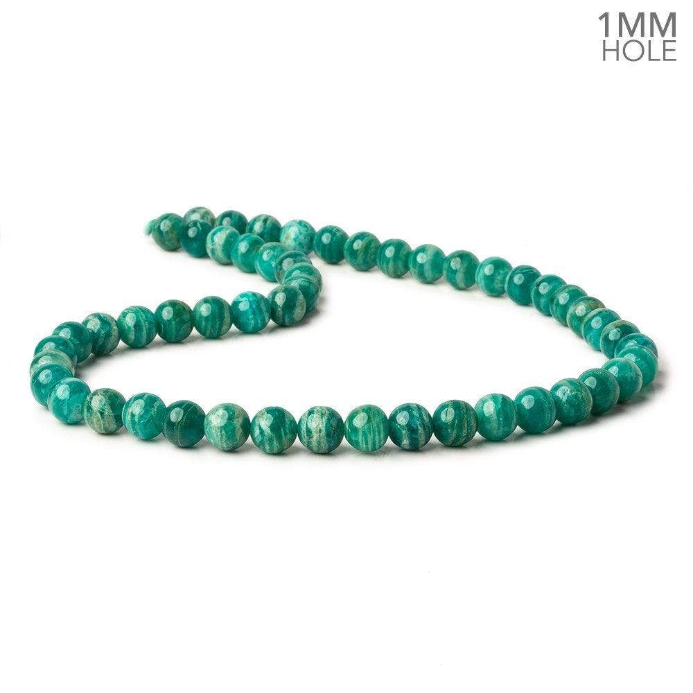 8mm Russian Amazonite plain round beads 16 inch 50 beads AA 1mm large hole (ONLINE ORDER ONLY)