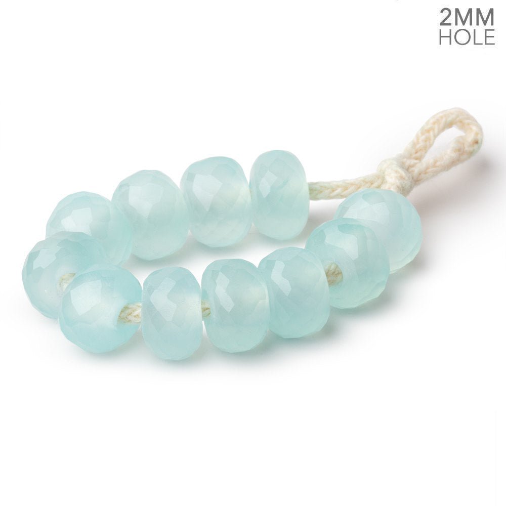 8mm SeaBlue Chalcedony 2mm Large Hole Faceted Rondelle Bead Set of 10 (ONLINE ORDER ONLY)