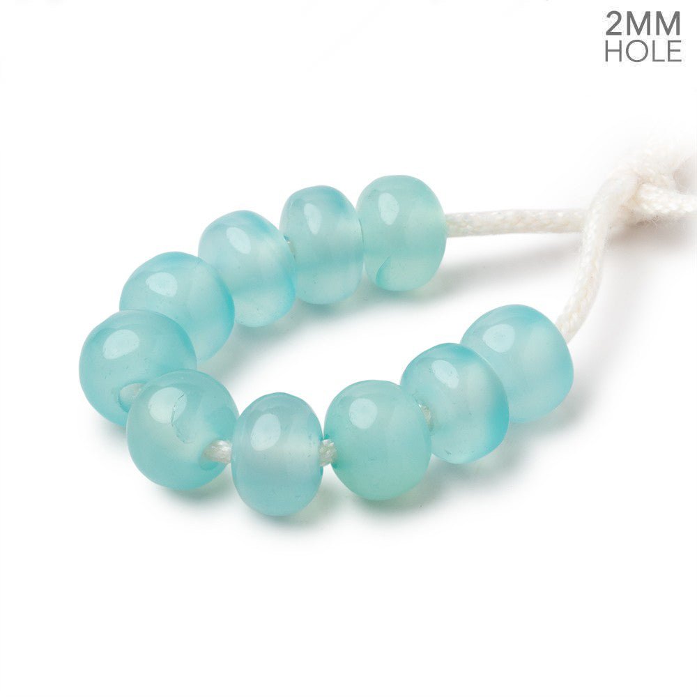 8mm Seafoam Blue Chalcedony 2mm Large Hole Plain Rondelle Set of 10 (ONLINE ORDER ONLY)