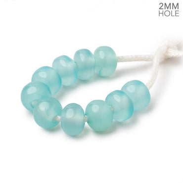 8mm Seafoam Blue Chalcedony 2mm Large Hole Plain Rondelle Set of 10 (ONLINE ORDER ONLY)