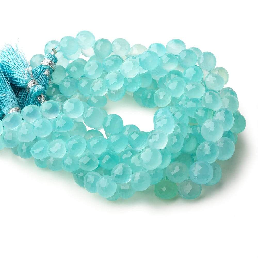 8mm Seafoam Blue Chalcedony faceted candy kiss beads 50 pieces (ONLINE ORDER ONLY)
