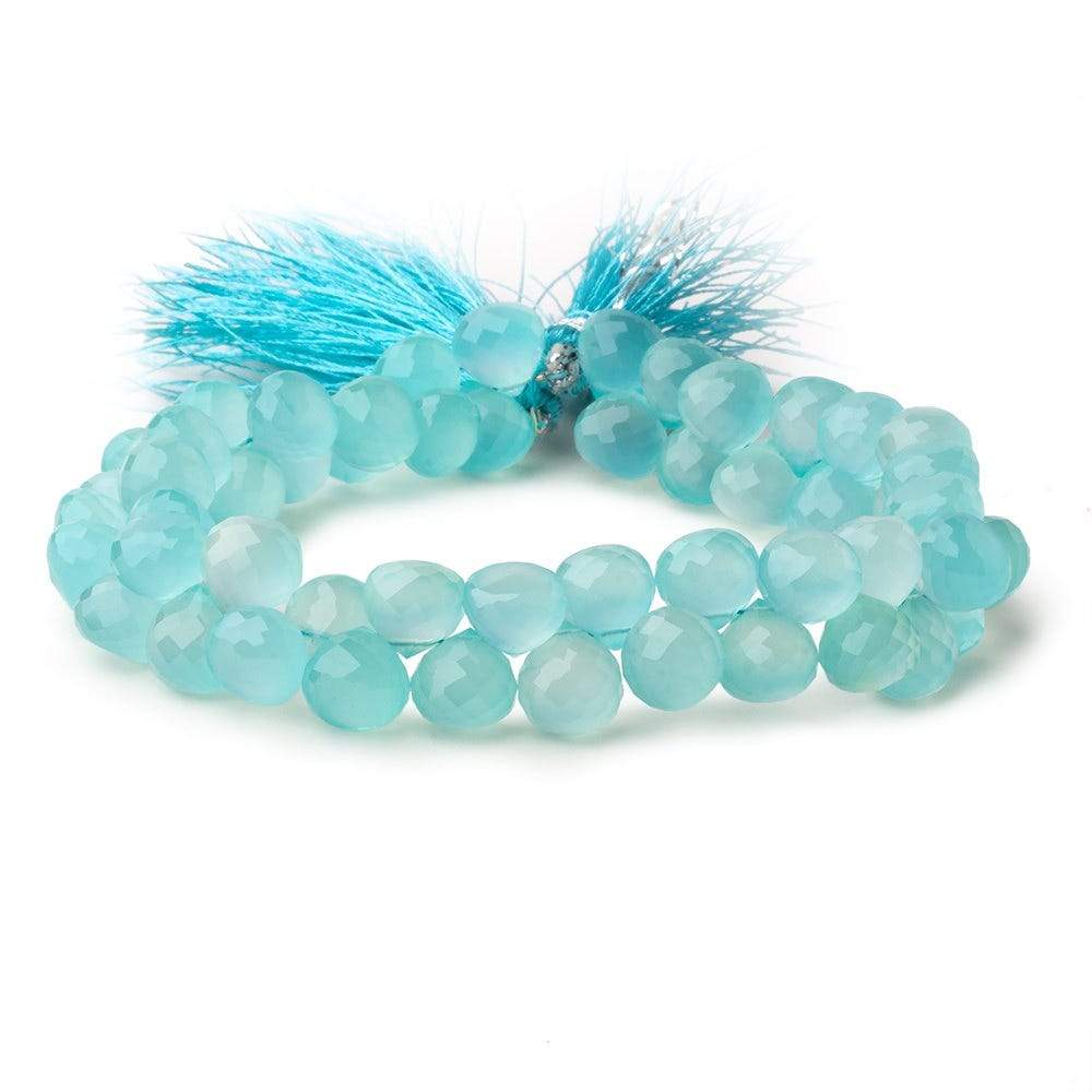 8mm Seafoam Blue Chalcedony faceted candy kiss beads 50 pieces (ONLINE ORDER ONLY)