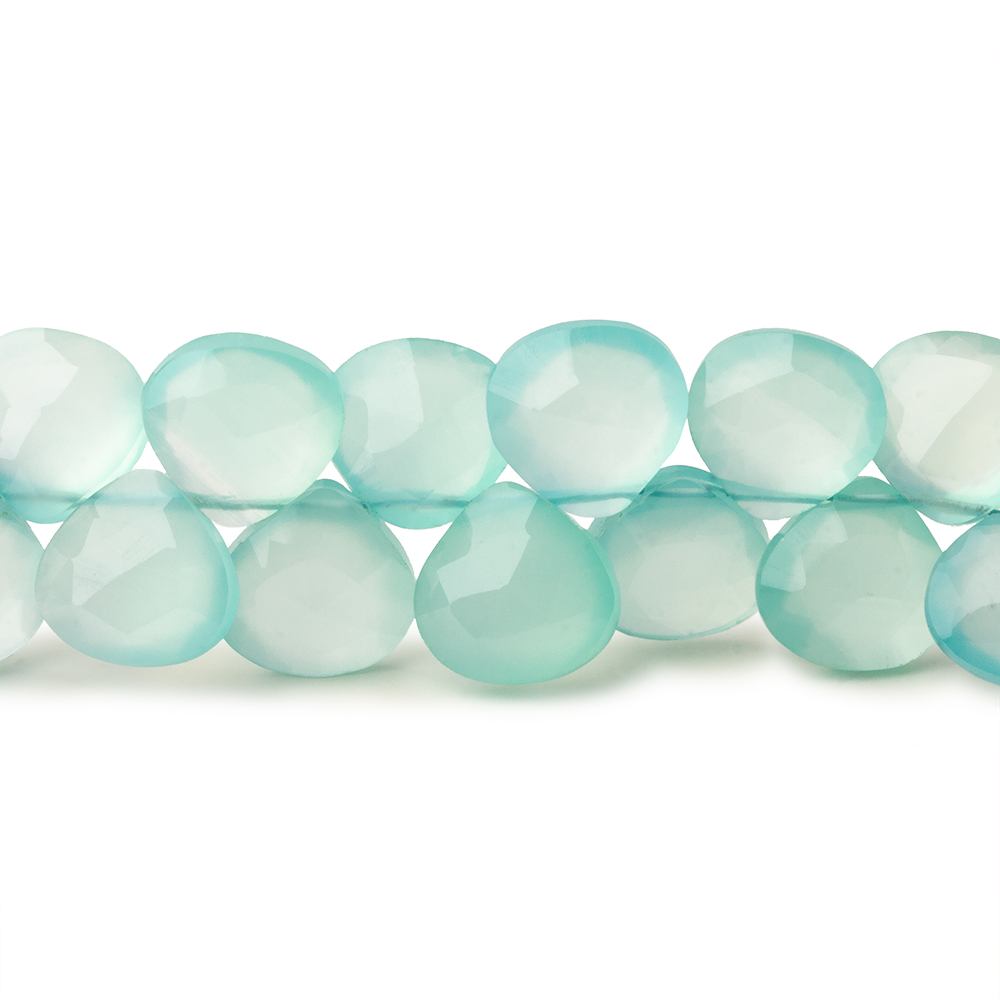 8mm Seafoam Blue Chalcedony faceted hearts 8 inch 49 beads (ONLINE ORDER ONLY)