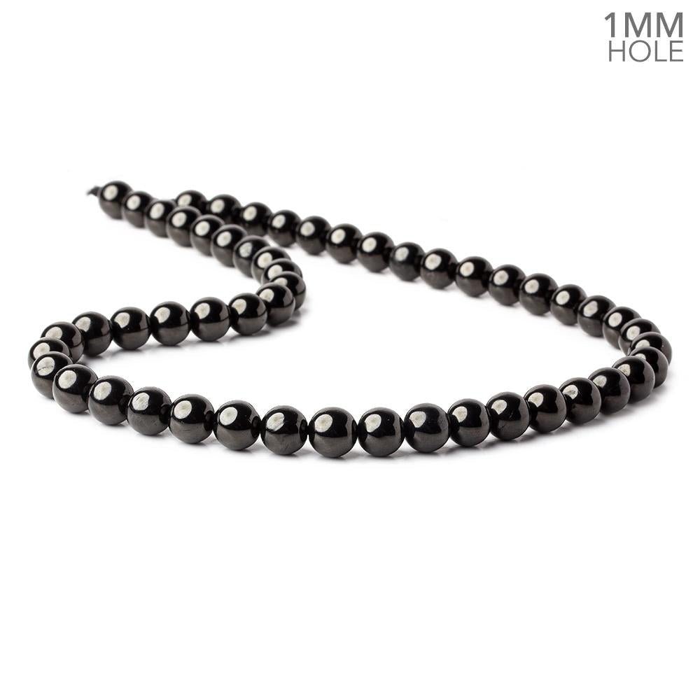 8mm Shungite plain round beads 15 inch 51 pieces 1mm hole A (ONLINE ORDER ONLY)