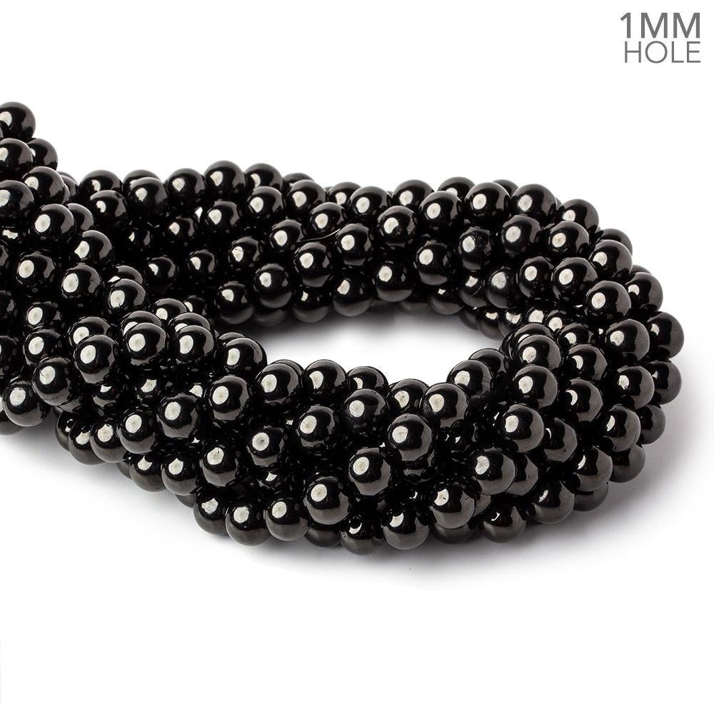 8mm Shungite plain round beads 15 inch 51 pieces 1mm hole A (ONLINE ORDER ONLY)