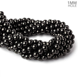 8mm Shungite plain round beads 15 inch 51 pieces 1mm hole A (ONLINE ORDER ONLY)