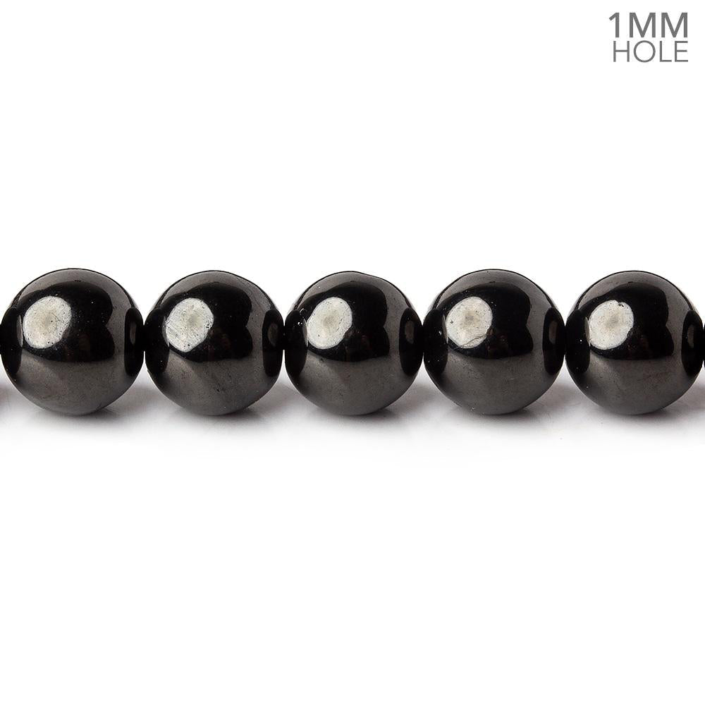 8mm Shungite plain round beads 15 inch 51 pieces 1mm hole A (ONLINE ORDER ONLY)