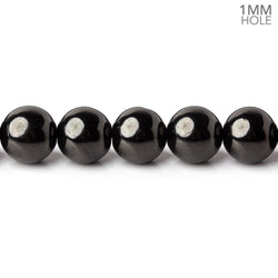 8mm Shungite plain round beads 15 inch 51 pieces 1mm hole A (ONLINE ORDER ONLY)