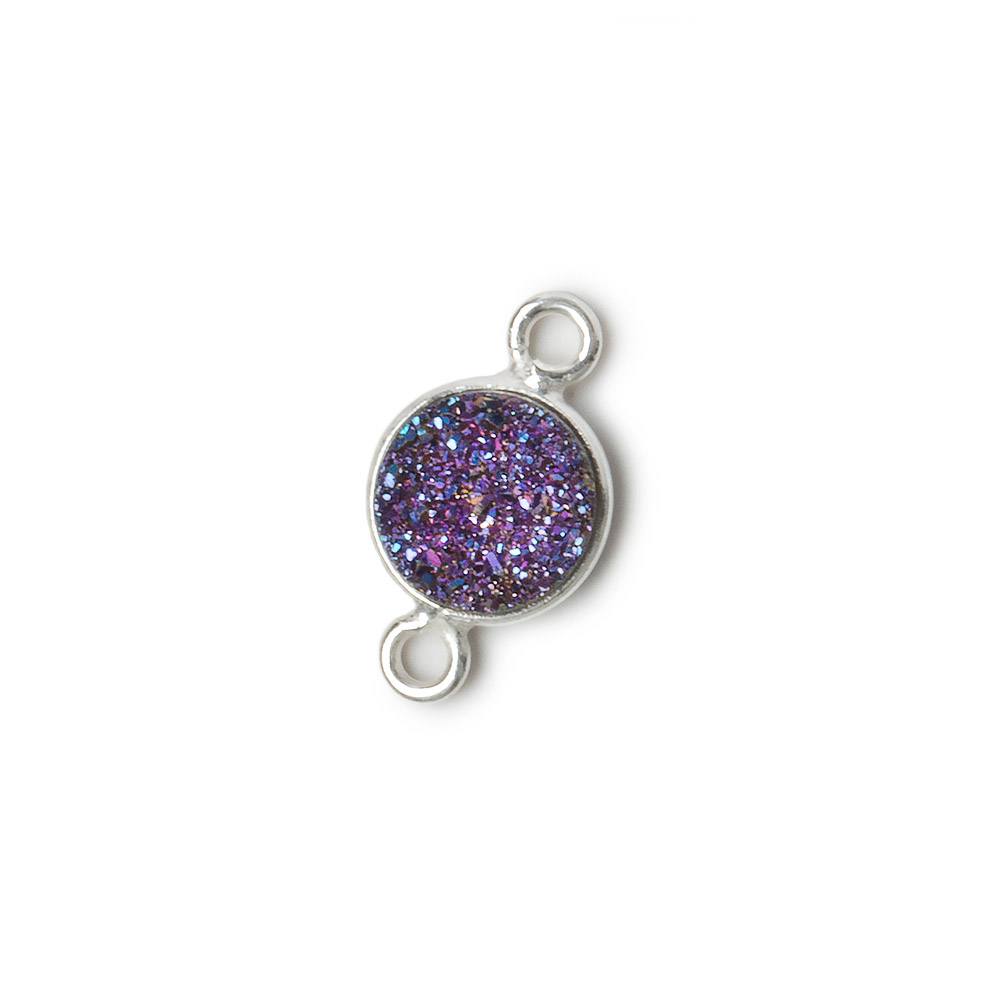 8mm Silver .925 Bezel Mystic Peacock Drusy Coin Connector Set of 4 Pieces (ONLINE ORDER ONLY)