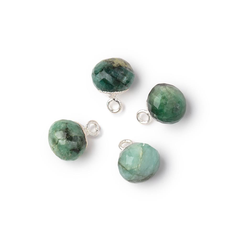 8mm Silver Leafed Emerald Faceted Candy Kiss Focal Set of 4 (ONLINE ORDER ONLY)