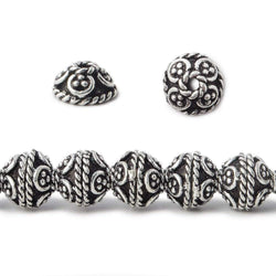 8mm Silver plated Copper Round Bead Miligrain Twist Rope 8 inch 52 pieces (ONLINE ORDER ONLY)