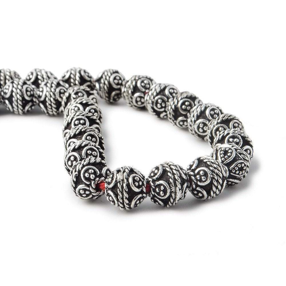 8mm Silver plated Copper Round Bead Miligrain Twist Rope 8 inch 52 pieces (ONLINE ORDER ONLY)