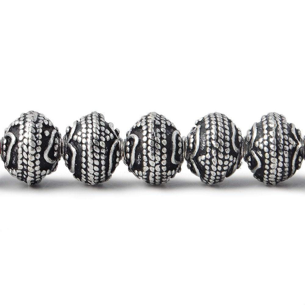 8mm Silver Plated Copper Round Bead Roval Triple Miligrain Center 7.5 inch 30 pieces (ONLINE ORDER ONLY)